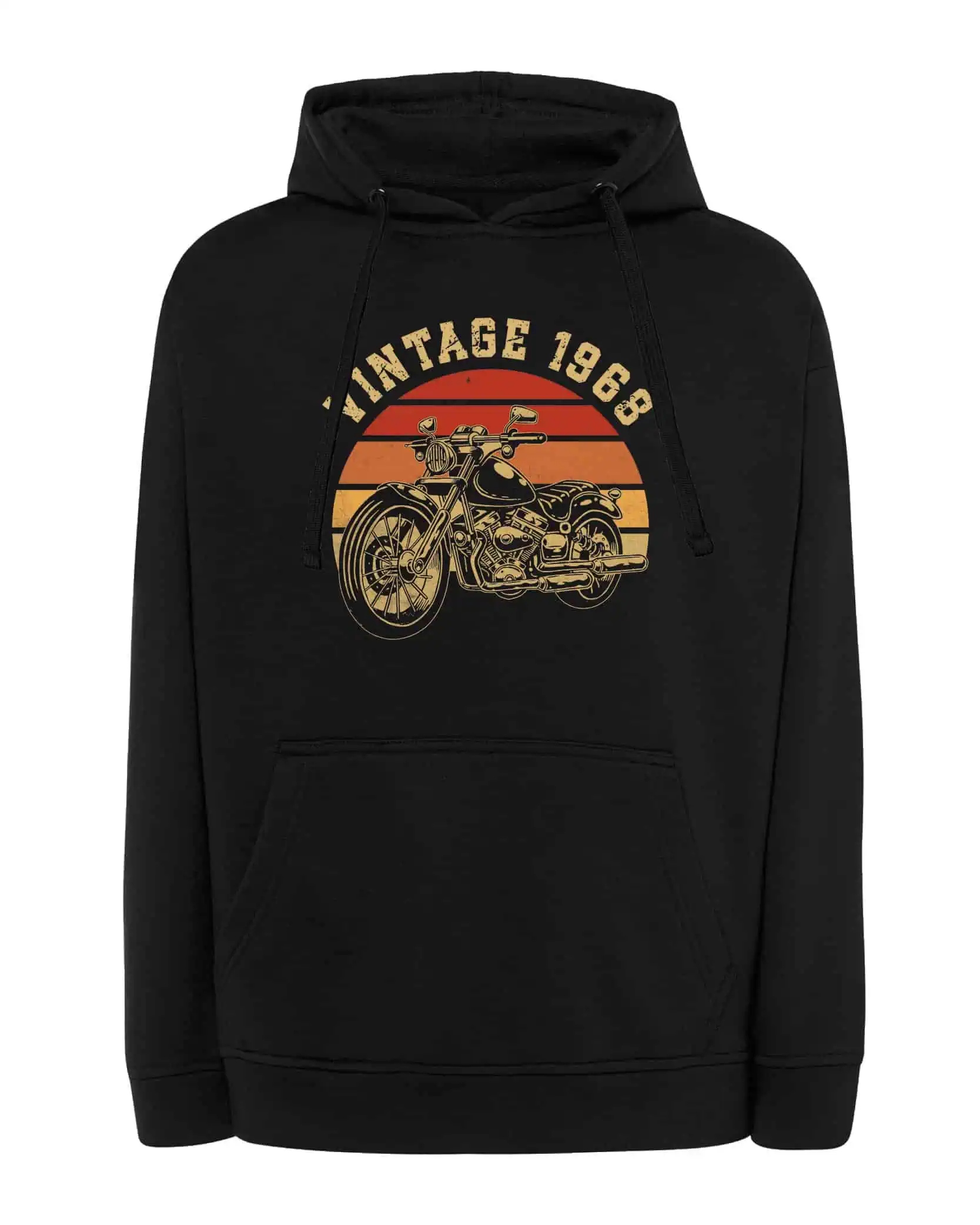 Mikina s kapucí Motocykl Vintage Chopper Motorismus Černá XL