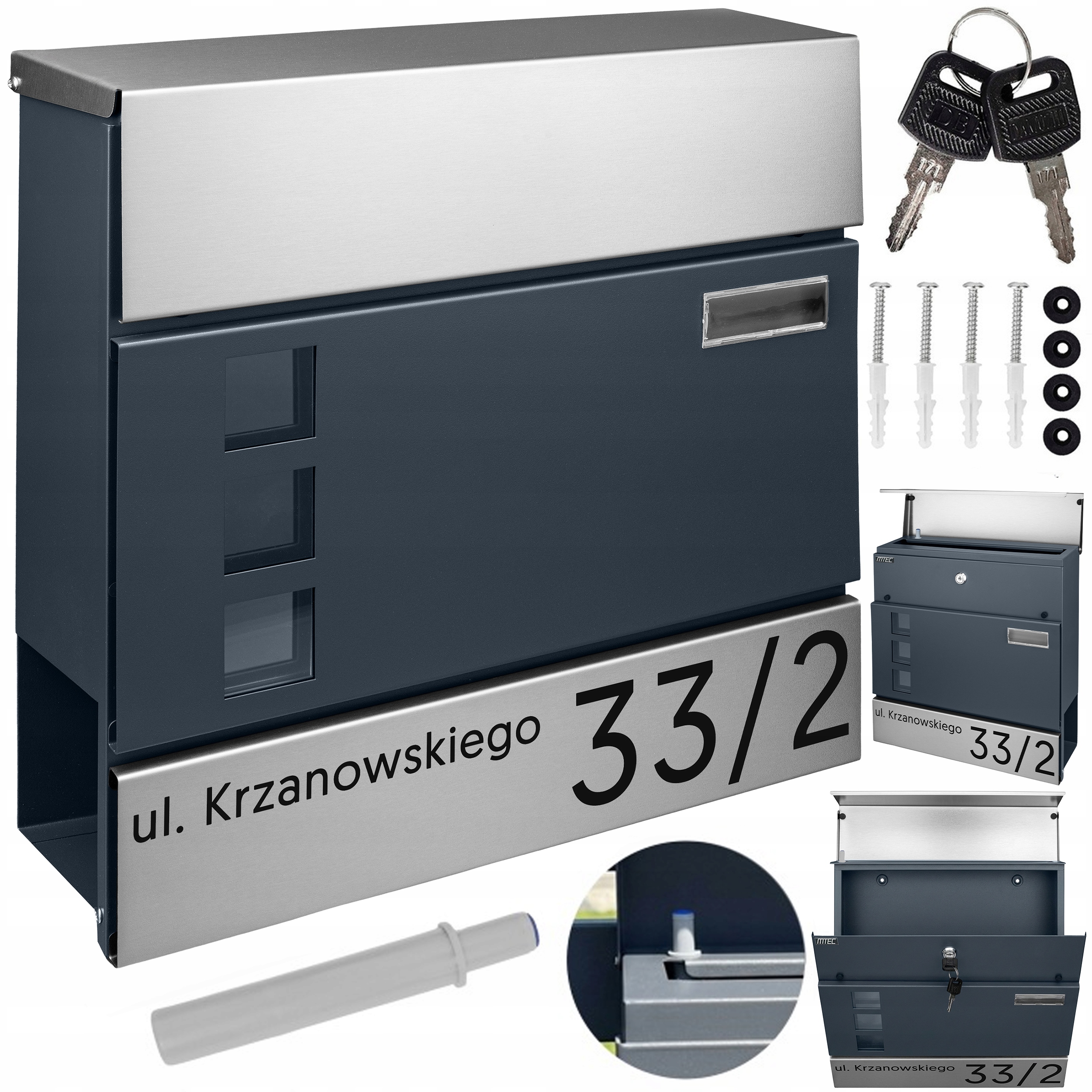 Poštovní Schránka S Adresou A Nápisem Antracitová Poštovní Velká na A4 RAL7016