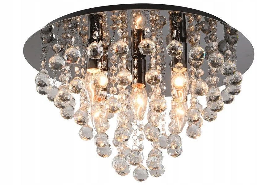 Stropná lampa glamour čierna s kryštálmi do spálne a obývačky 46 cm Reality