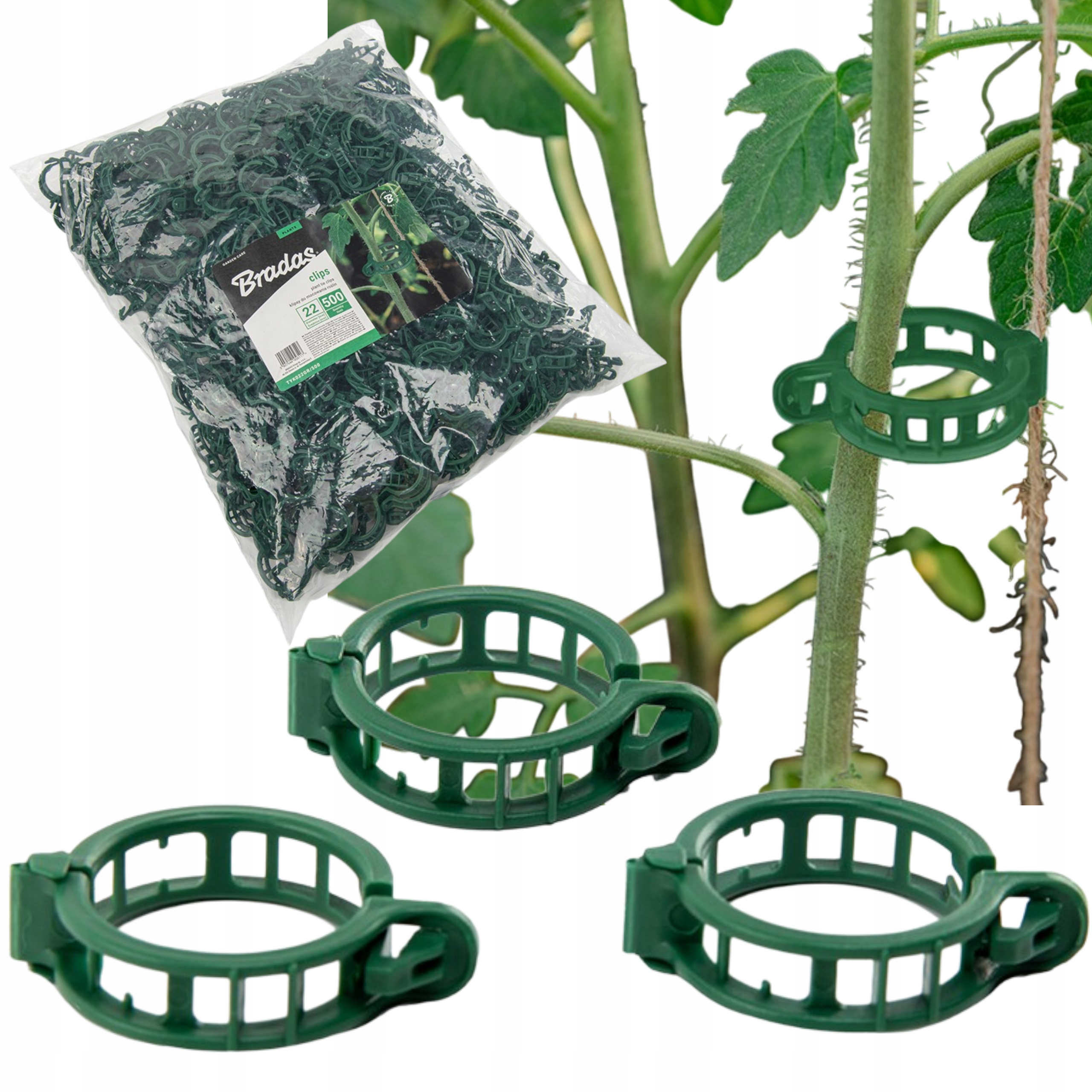 SPINKI DO MOCOWANIA ROŚLIN PIERŚCIENIE 22MM ZACZEPY DO TYCZEK 500 SZTUK