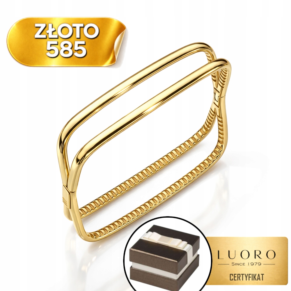 Zlatý náramek 585 14K pevný obdélníkový ovál 49x58,5 mm luxusní