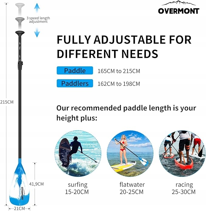 SKŁADANE WIOSŁO KAJAKOWE DO DESKI SUP REGULOWANE Model WIOSŁO DO SUP DESKI TELESKOPOWE 165 - 215cm