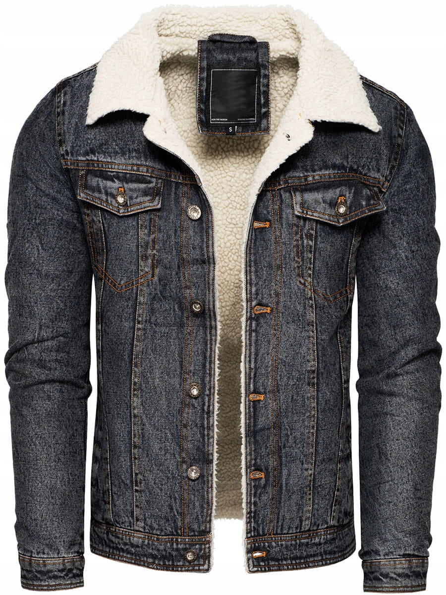 

L - Męska Kurtka Jeans Z Futrem