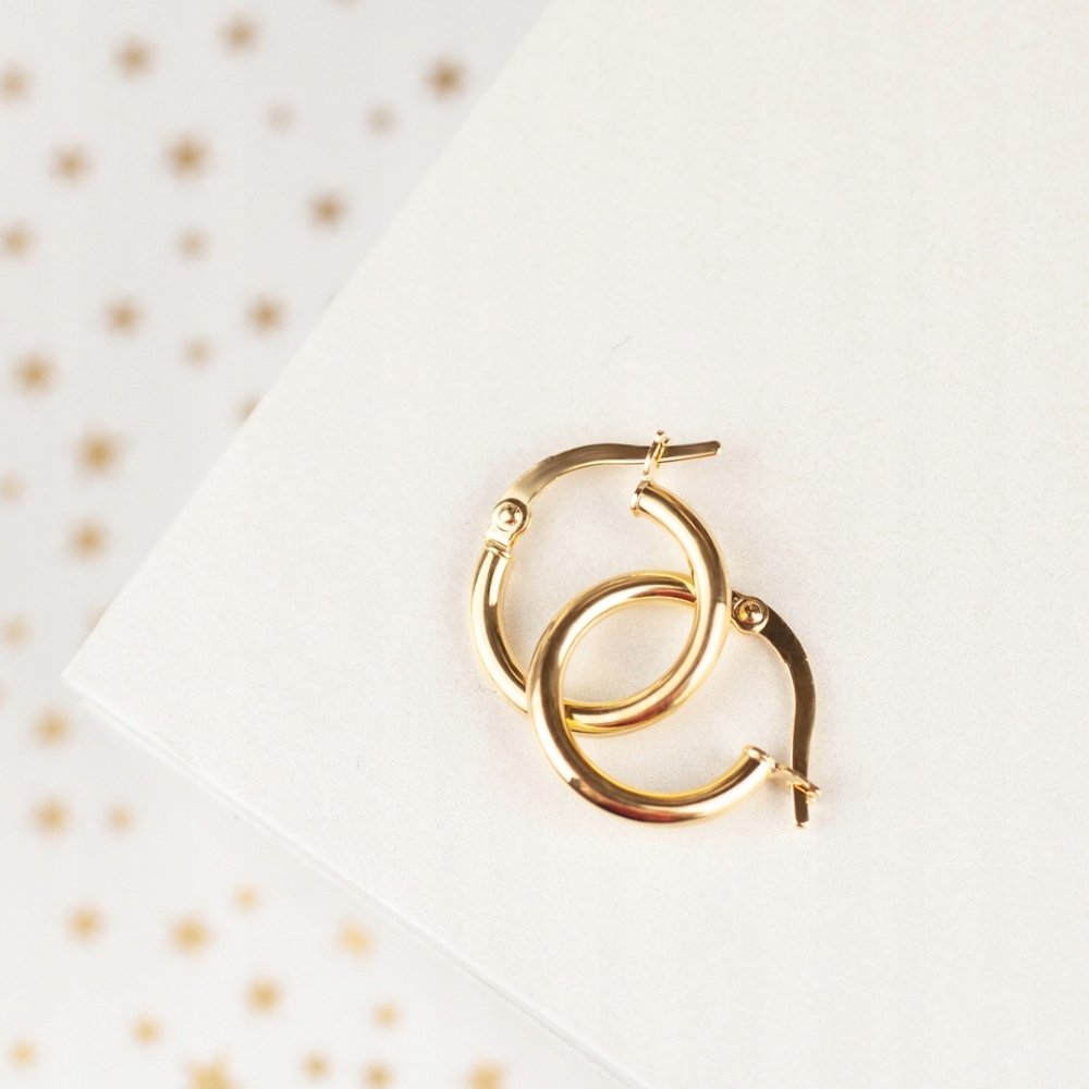 ELEGANCKIE KOLCZYKI KOŁA GRUBE ZŁOTO 585 OKRĄGŁE Rodzaj zapięcia zamknięty