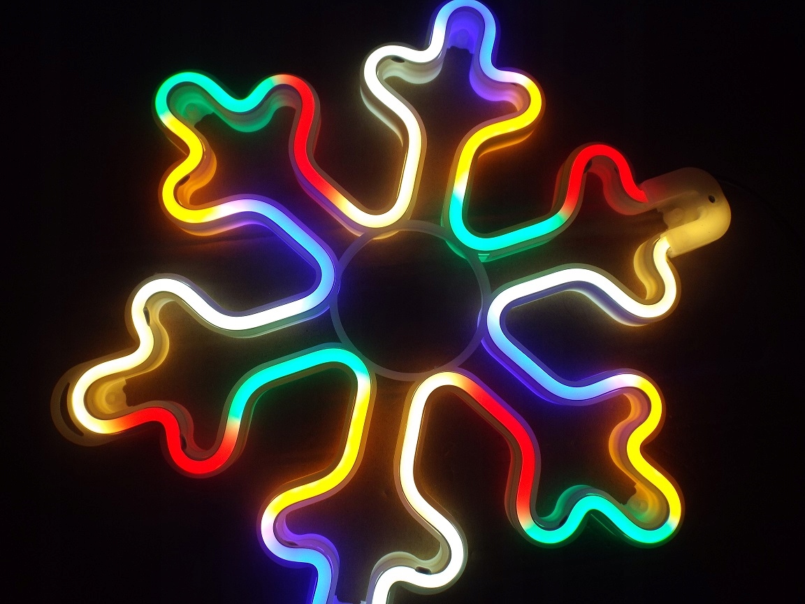 ŚNIEŻYNKA O ŚREDNICY 30 cm PŁATEK GWIAZDA OZDOBA KOLOROWA NEON LED STAŁY Kod producenta 5245