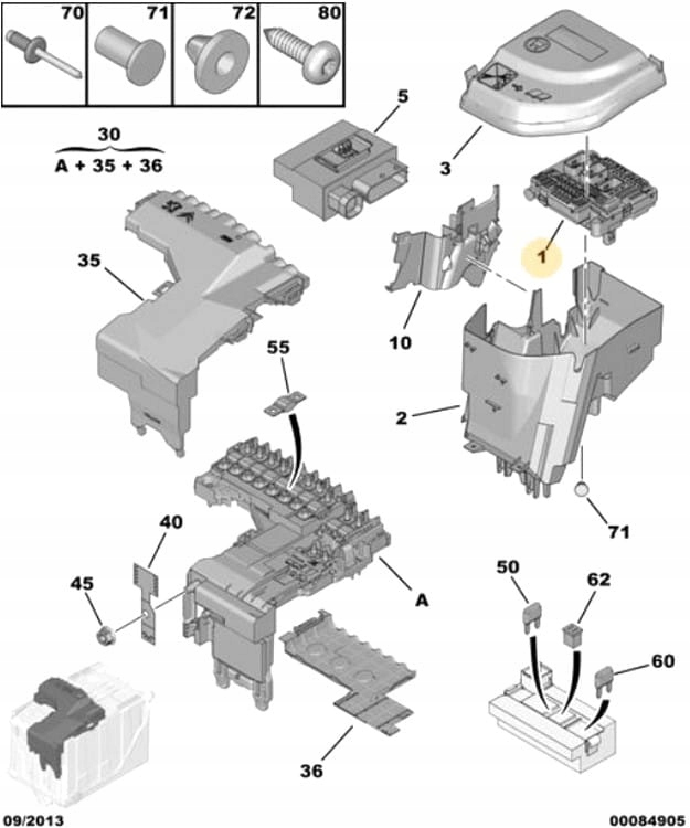 Moduł Bezpieczników BSM Oryginał 9810719280 DS5 508 Numer katalogowy części 9810719280