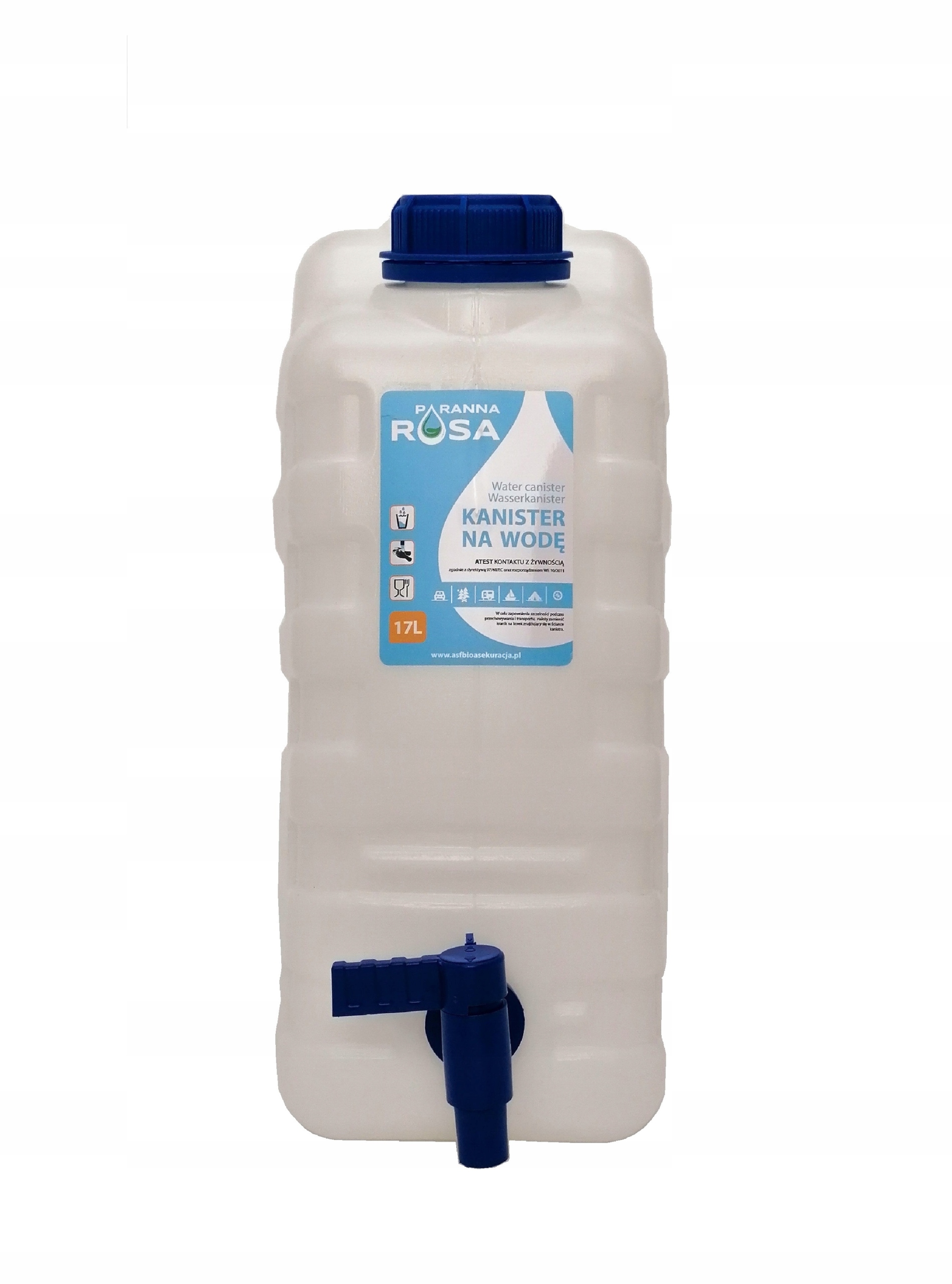 KANISTER NA WODĘ PITNĄ Z KRANIKIEM 17L atest Stan opakowania brak opakowania