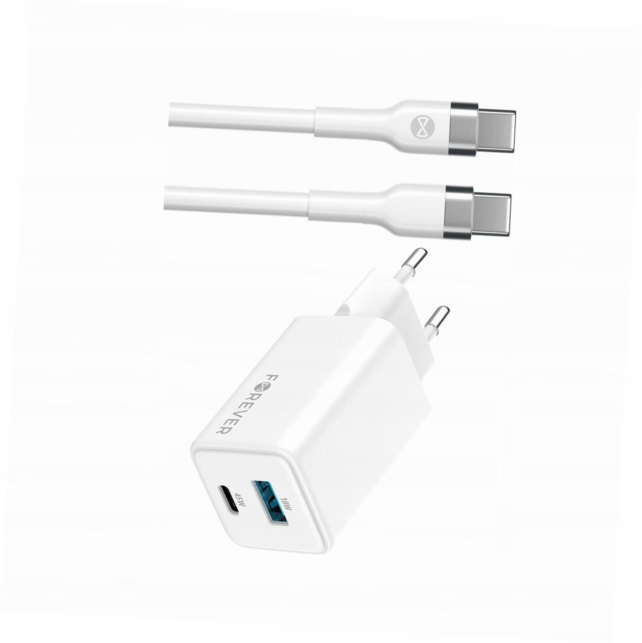 Szybka ładowarka GaN 45W 2 wejścia Usb i Usb-c z kablem do Nothing Phone 2a