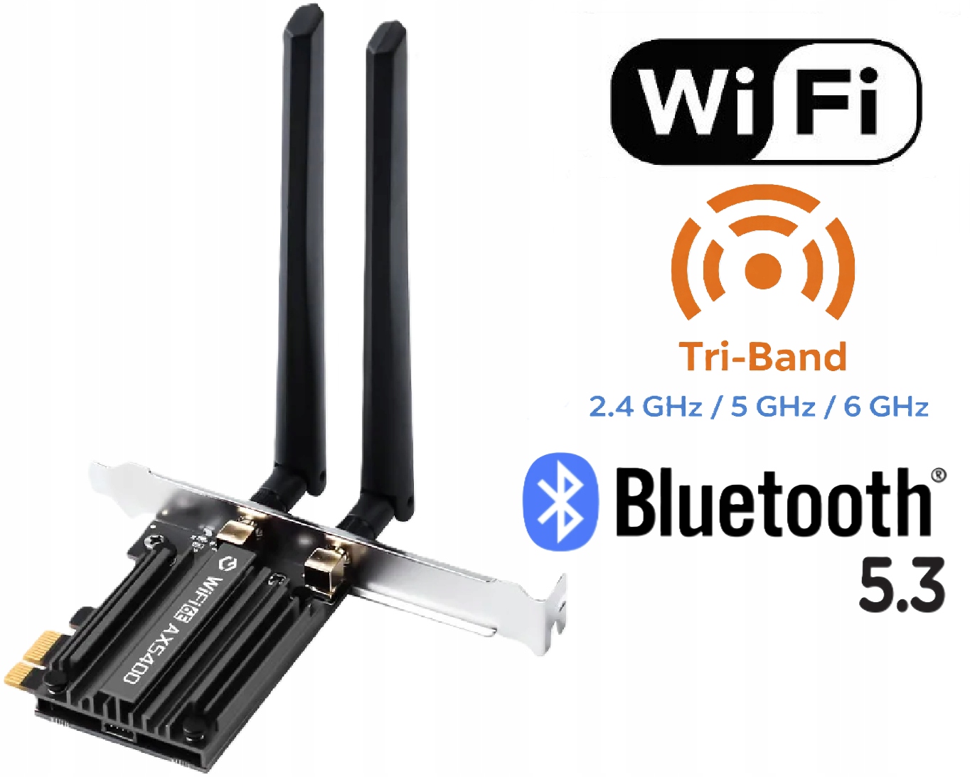 Karta sieciowa wewnętrzna WiFi AX5400 2,4 5 6 GHz Bluetooth 5.3 PCIe