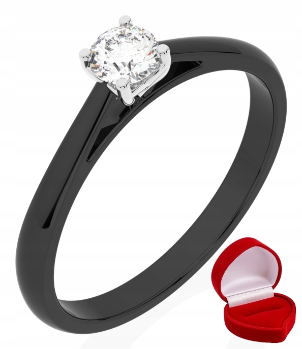 Zlatý Prstýnek 585 14k Brylant Lab 0,24 ct Černé Zlato R20