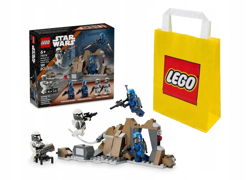 LEGO STAR WARS 75373 ZASADZKA NA MANDALORZE + LEGO TORBA PAPIEROWA MAŁA