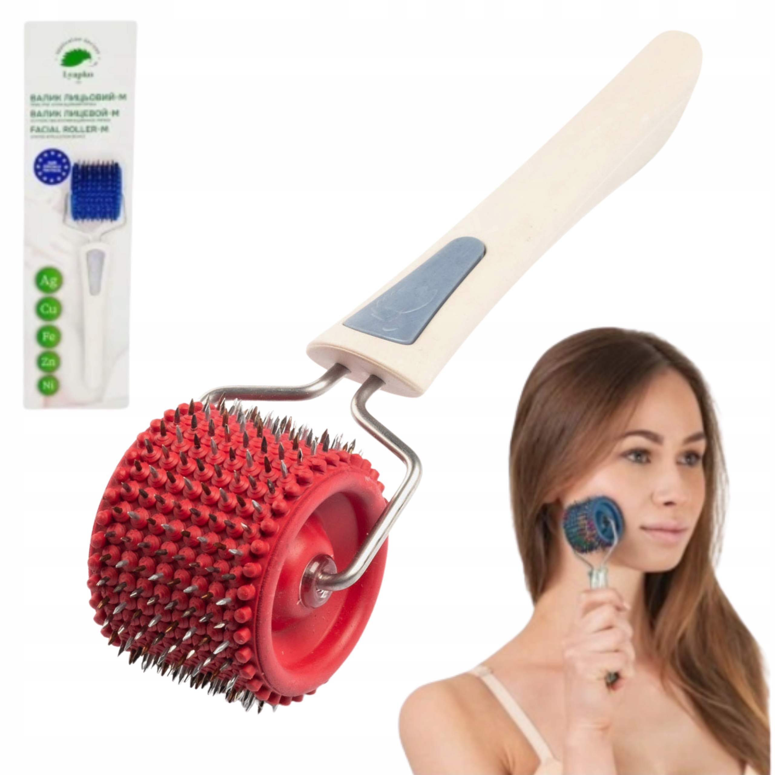 Lyapko Wałek Do Twarzy Aplikator Wieloigłowy Do Masażu 3,5MM Czerwony