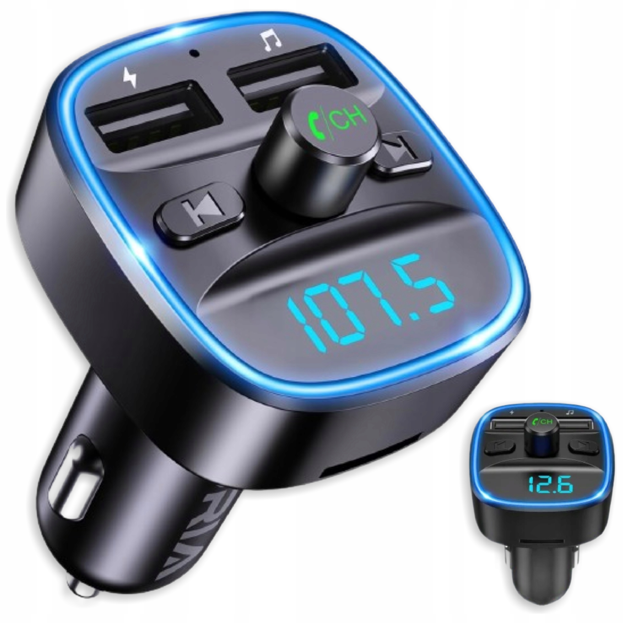 Transmiter Do Auta Adapter Bluetooth Fm 5.3 Bt Led Usb Sd Glosnomowiacy