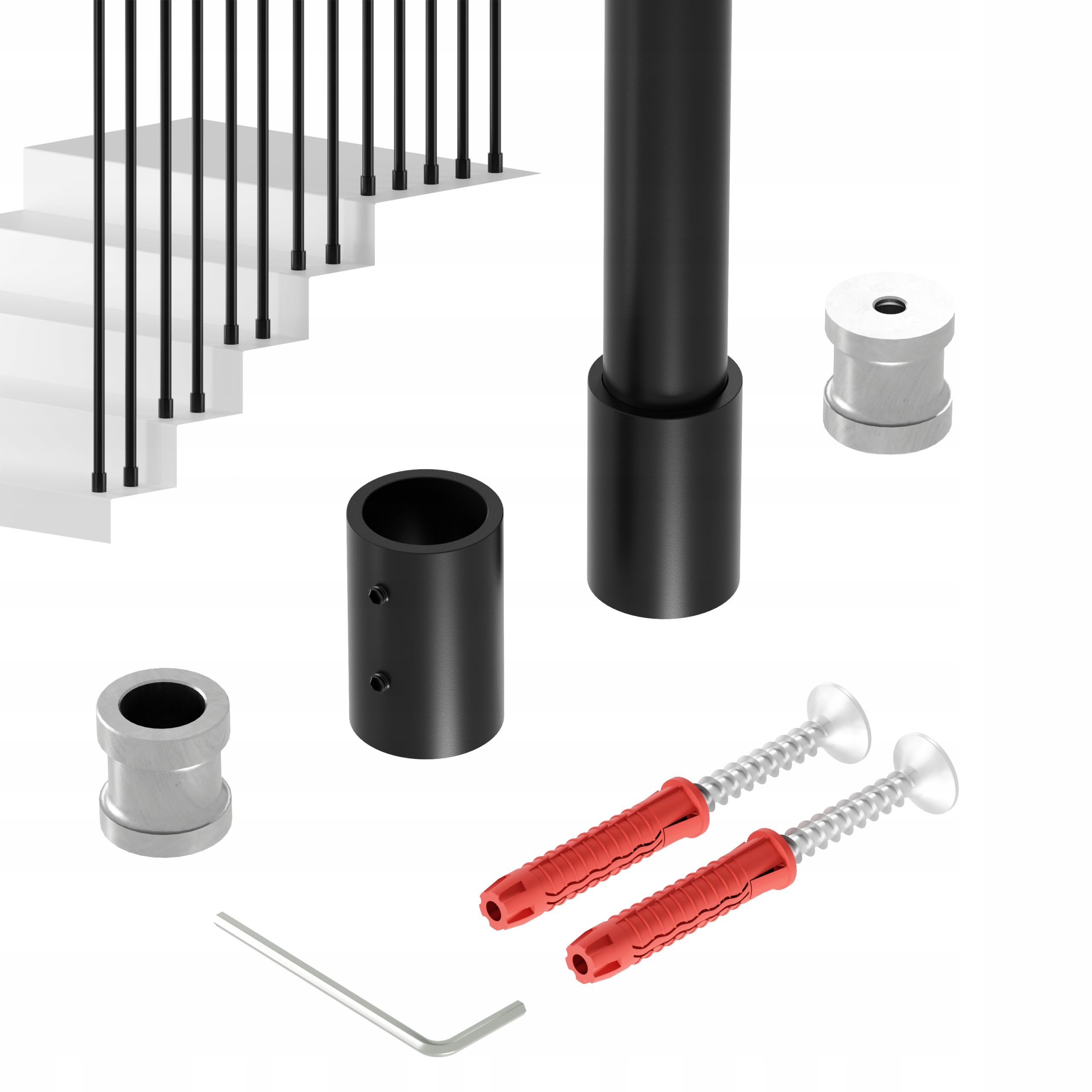 Balustrada Na Schody Barierka Sloupek Černý fi 20 mm 400 CM Harfa Noa