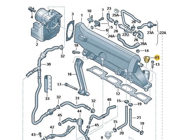 WKŁAD DO ZAWORU WTRYSKOWEGO 06B133555H ORYGINALNY Producent części Volkswagen OE