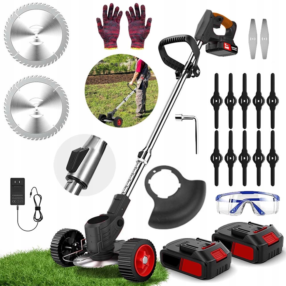 Podkaszarka Do Trawy Kosa Akumulatorowa Elektryczna Ogrodowa 2X Aku Koła