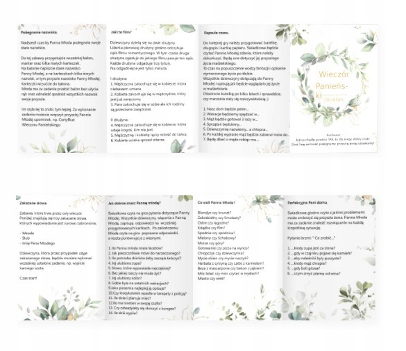 Zadania Wieczór Panieński gry panieński zabawy Marka inna