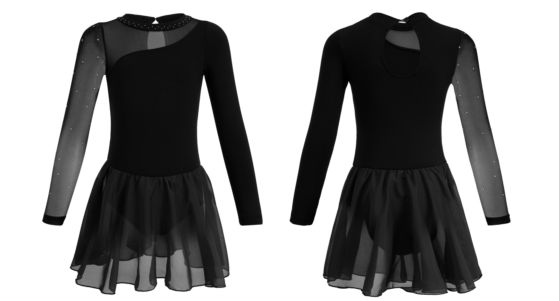 Baletní Černé Body Se Sukní A Cirokoniami Pro Taneční Balet, Velikost 130