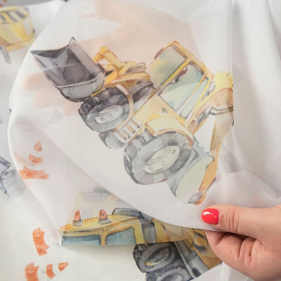 Pojazdy Firana dla dzieci gotowa WOAL 110x300cm Szerokość produktu 300 cm