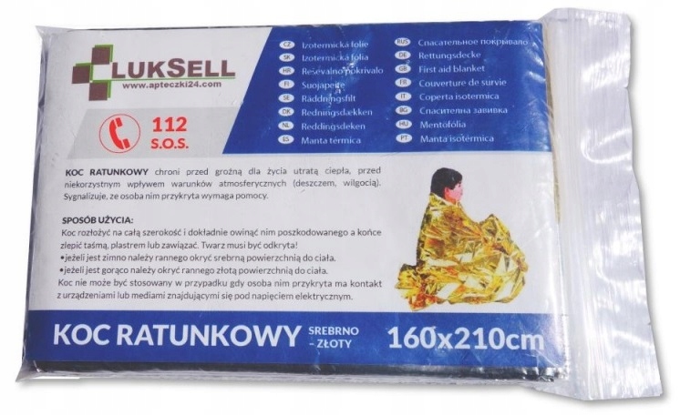 Koc Termiczny Ratunkowy Ochronny Folia Życia NRC 160x210cm Wyrób medyczny nie