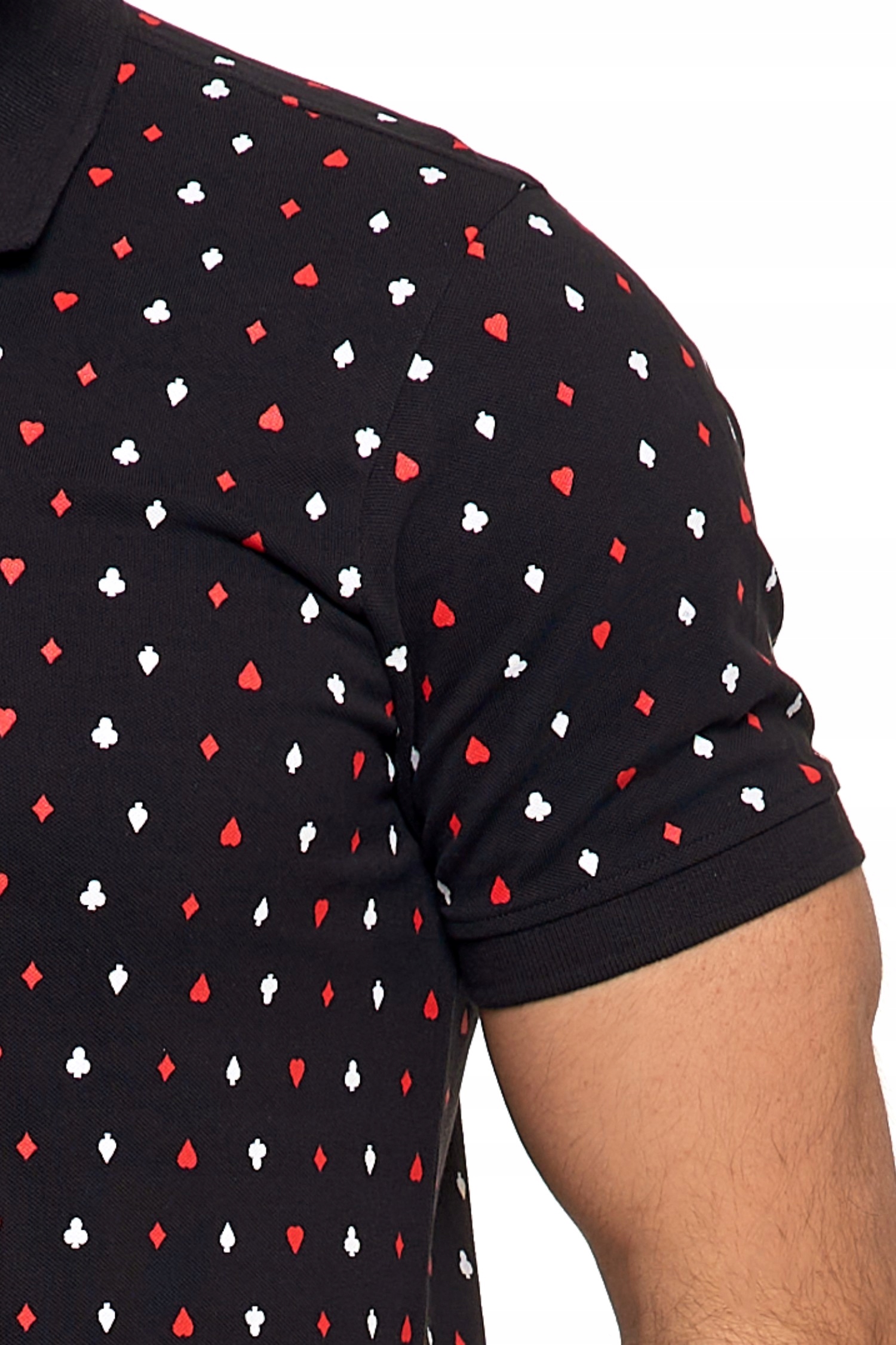 KOSZULKA MĘSKA POLO BAWEŁNIANA KARCIANY WZÓR POLÓWKA MORAJ 3XL CZARNA Wzór dominujący mix wzorów