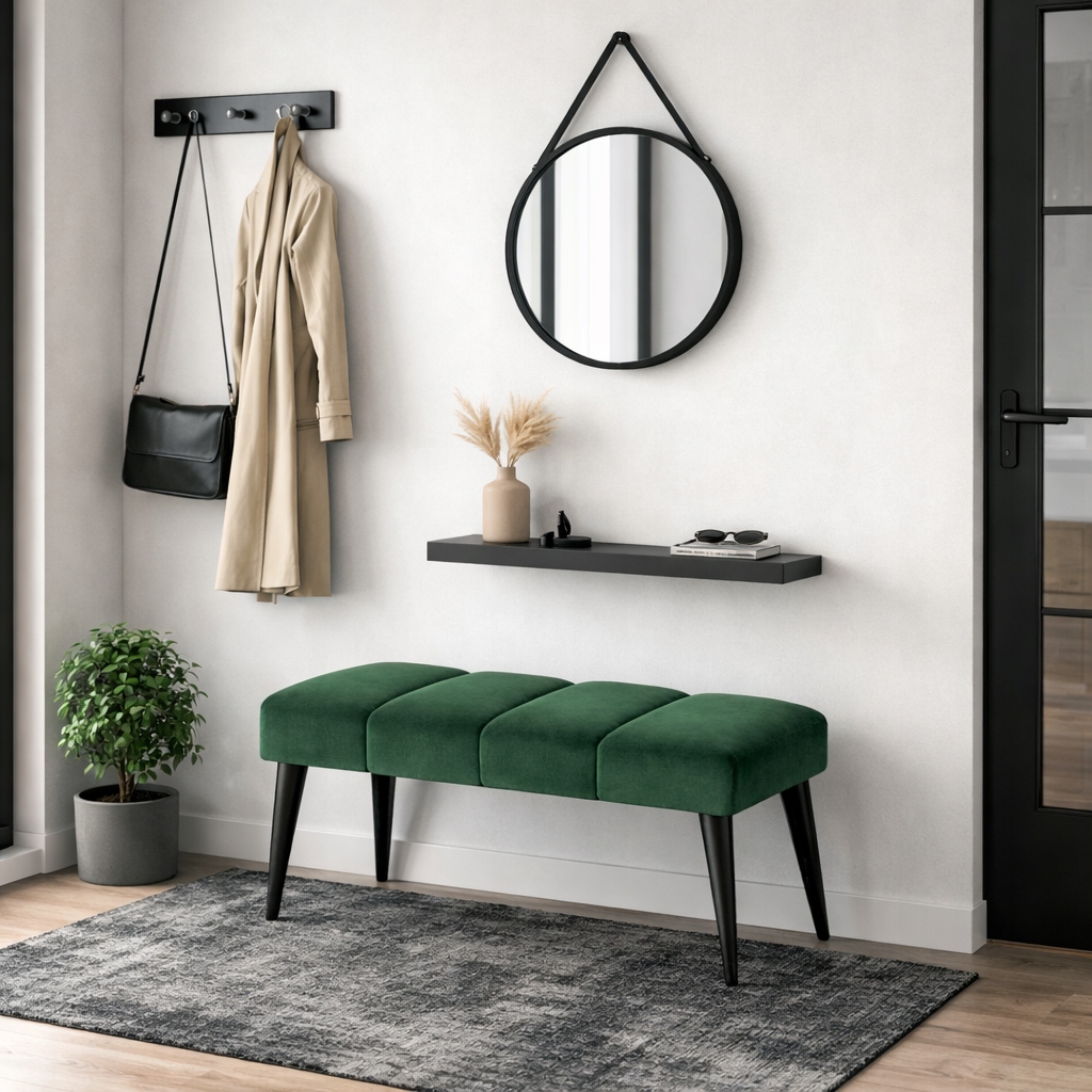 Čalúnená lavička, lavička do predsiene 60 cm, sedadlo v štýle loft