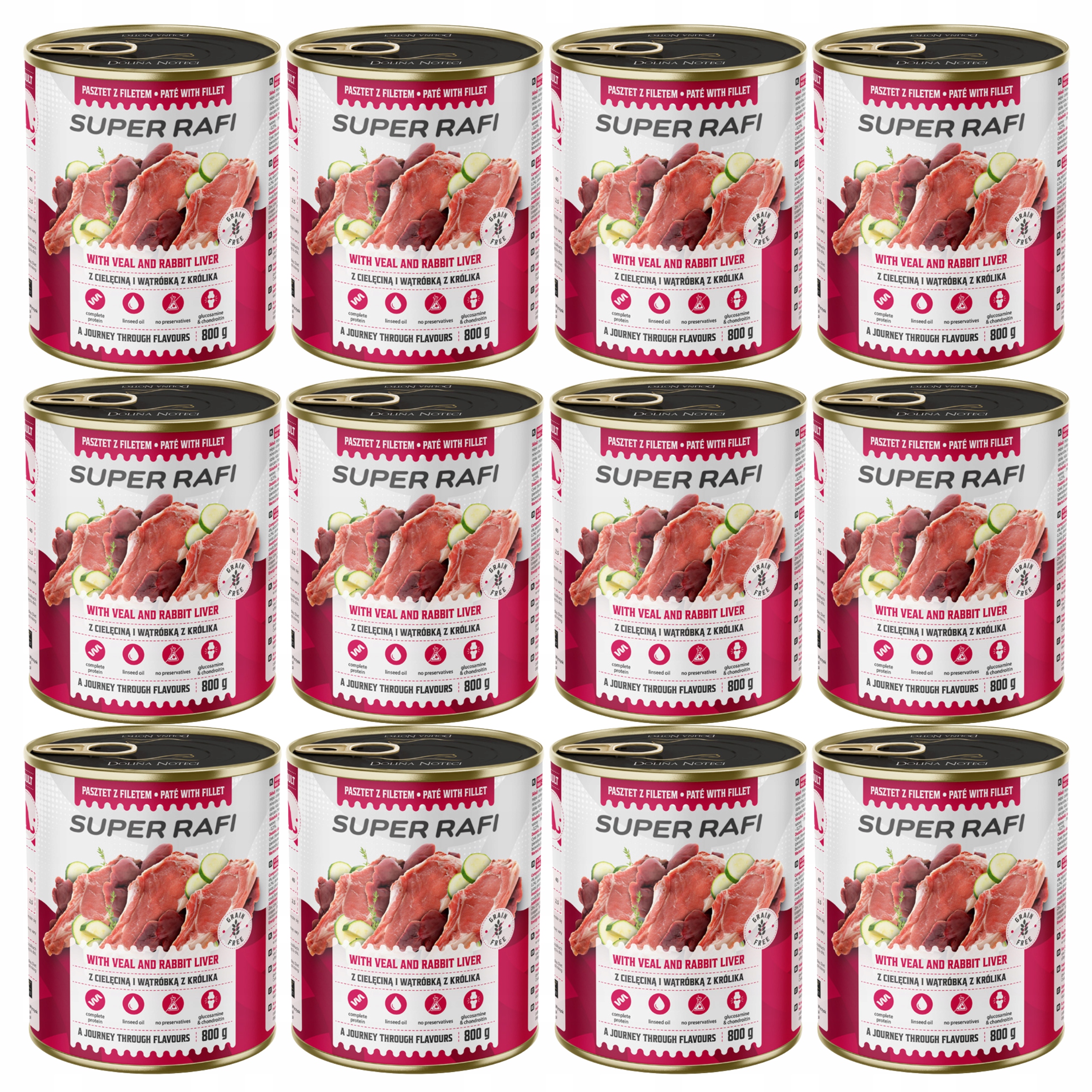 Levně Dolina Noteci Rafi krmivo mokré pro psa telecí játra 12 x 800 g