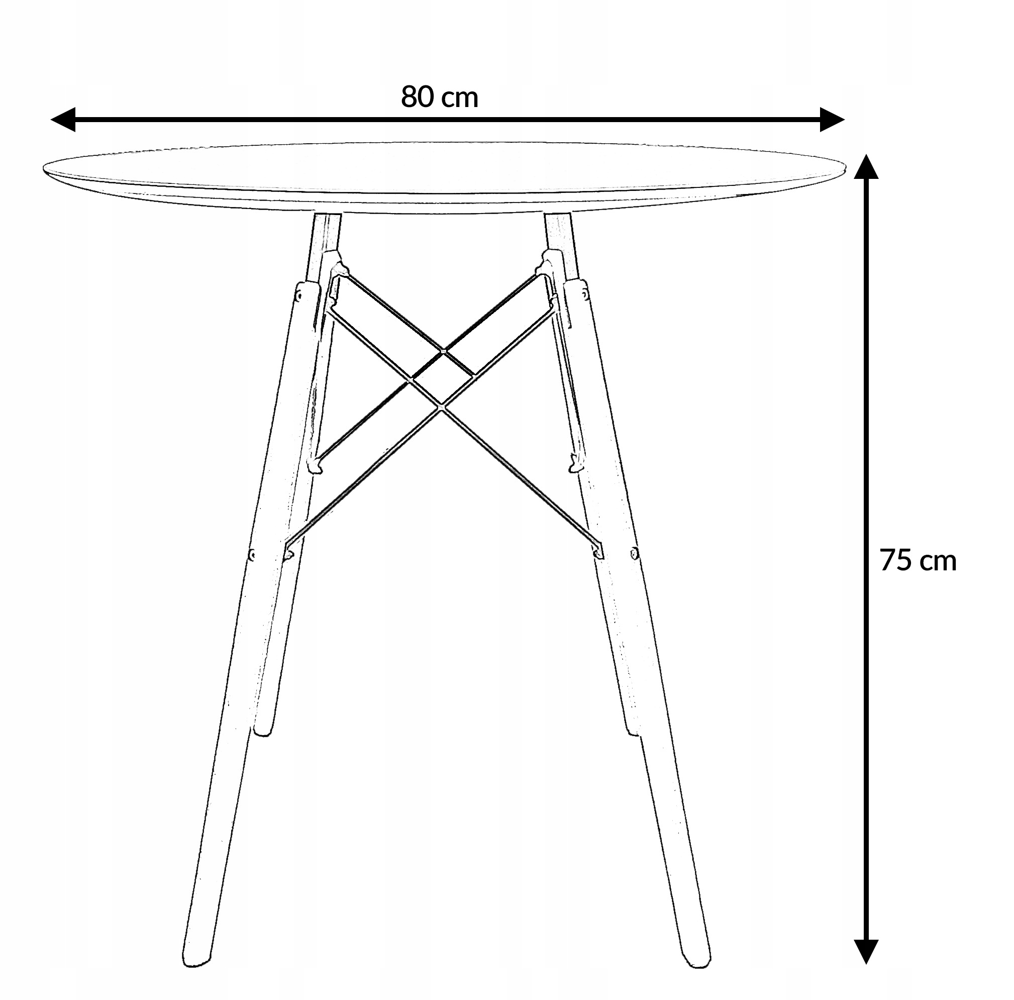 STÓŁ STOLIK OKRĄGŁY SKANDYNAWSKI DO SALON JADALNIA KUCHNIA CARO FI80 BIAŁY Kolor mebla biały