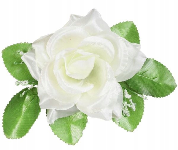 

Róża główka z liściem i gipsówką Cream