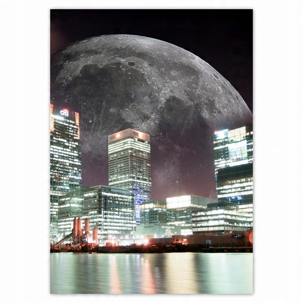

Naklejki 50x70 Miasto nocą Księżyc