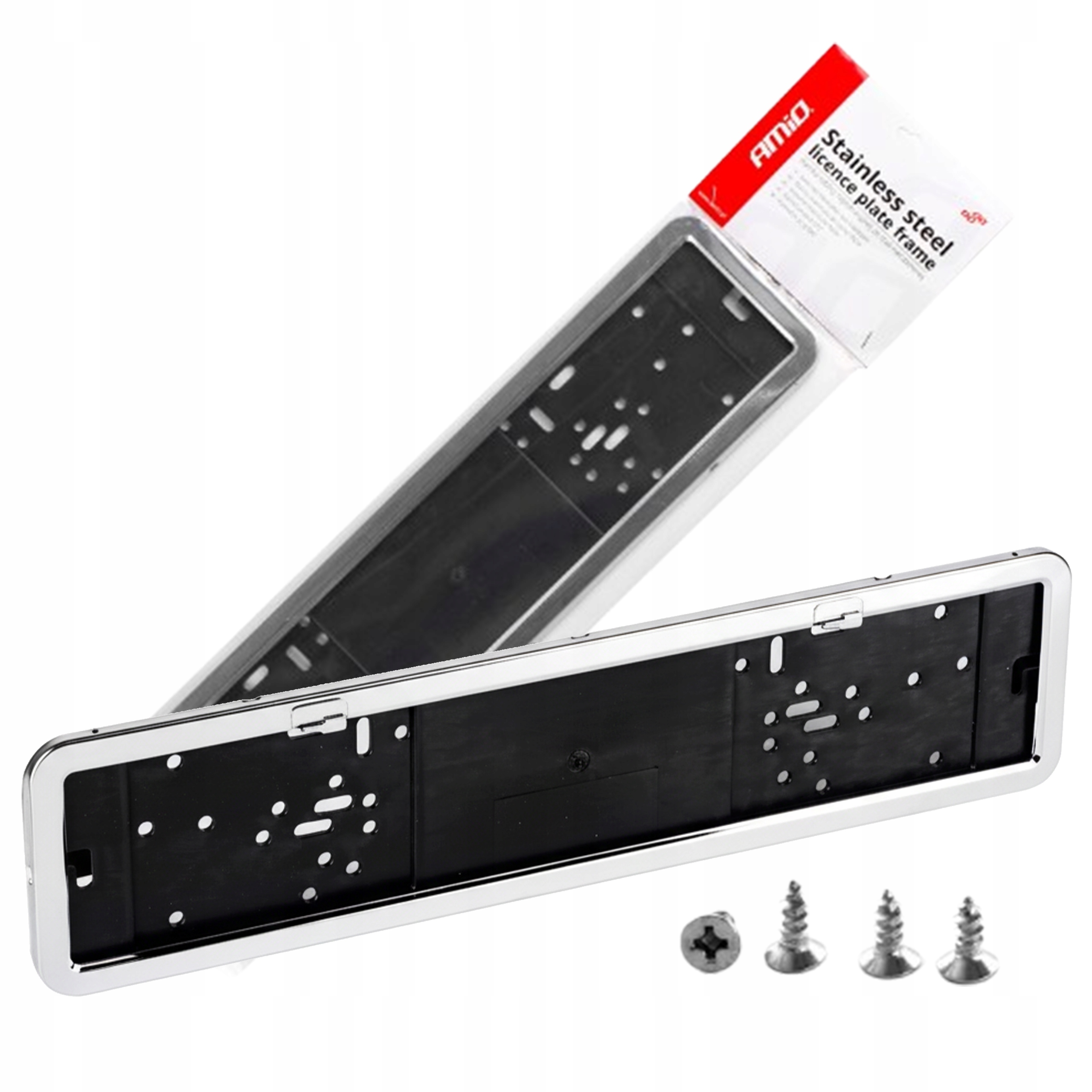 Ramka Na Tablicę Rejestracyjną Stal Nierdzewna Srebrna Chrom Metalowa 1szt