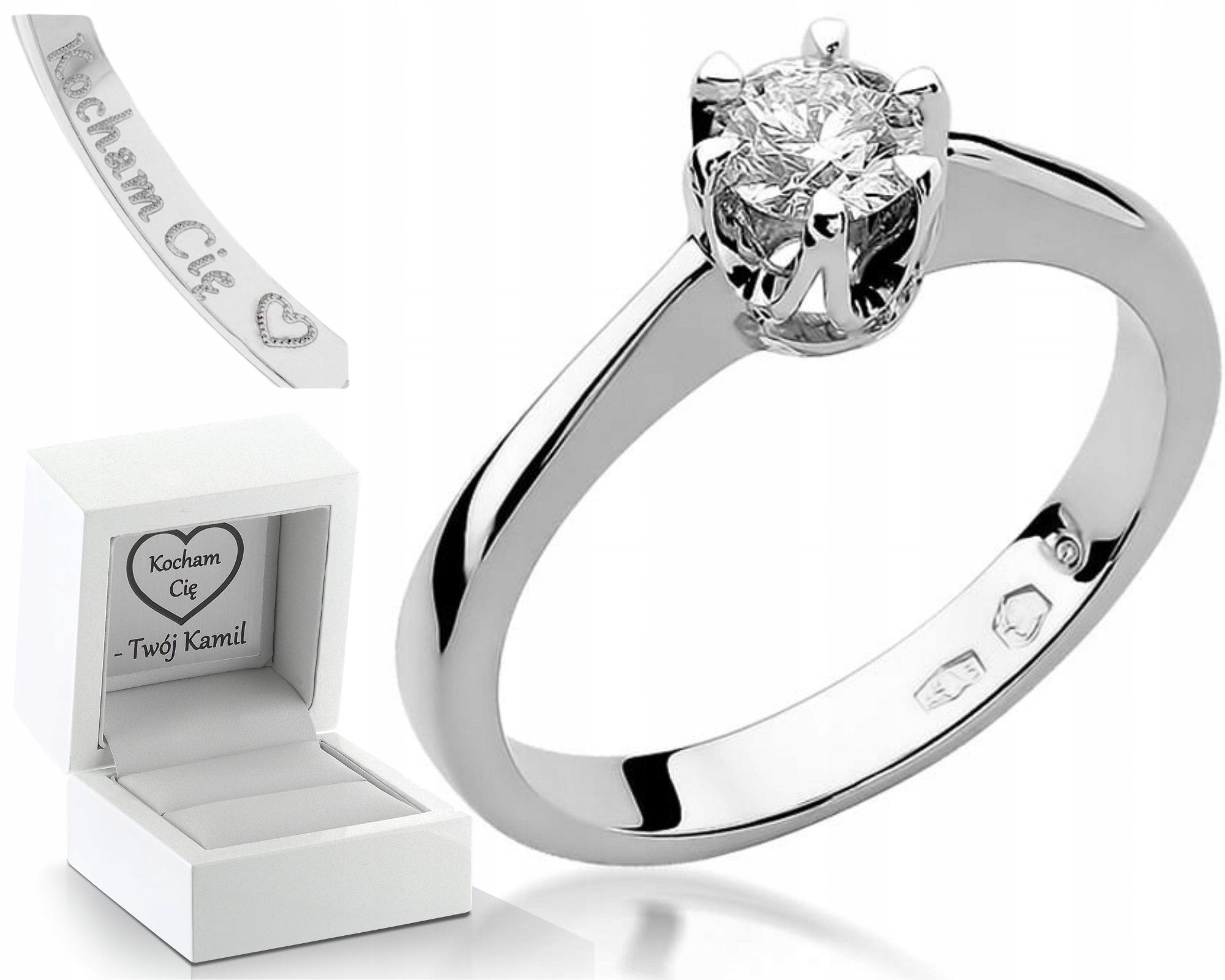 Prstýnek Briliant Bílé Zlato Gravírování 585 Dárek