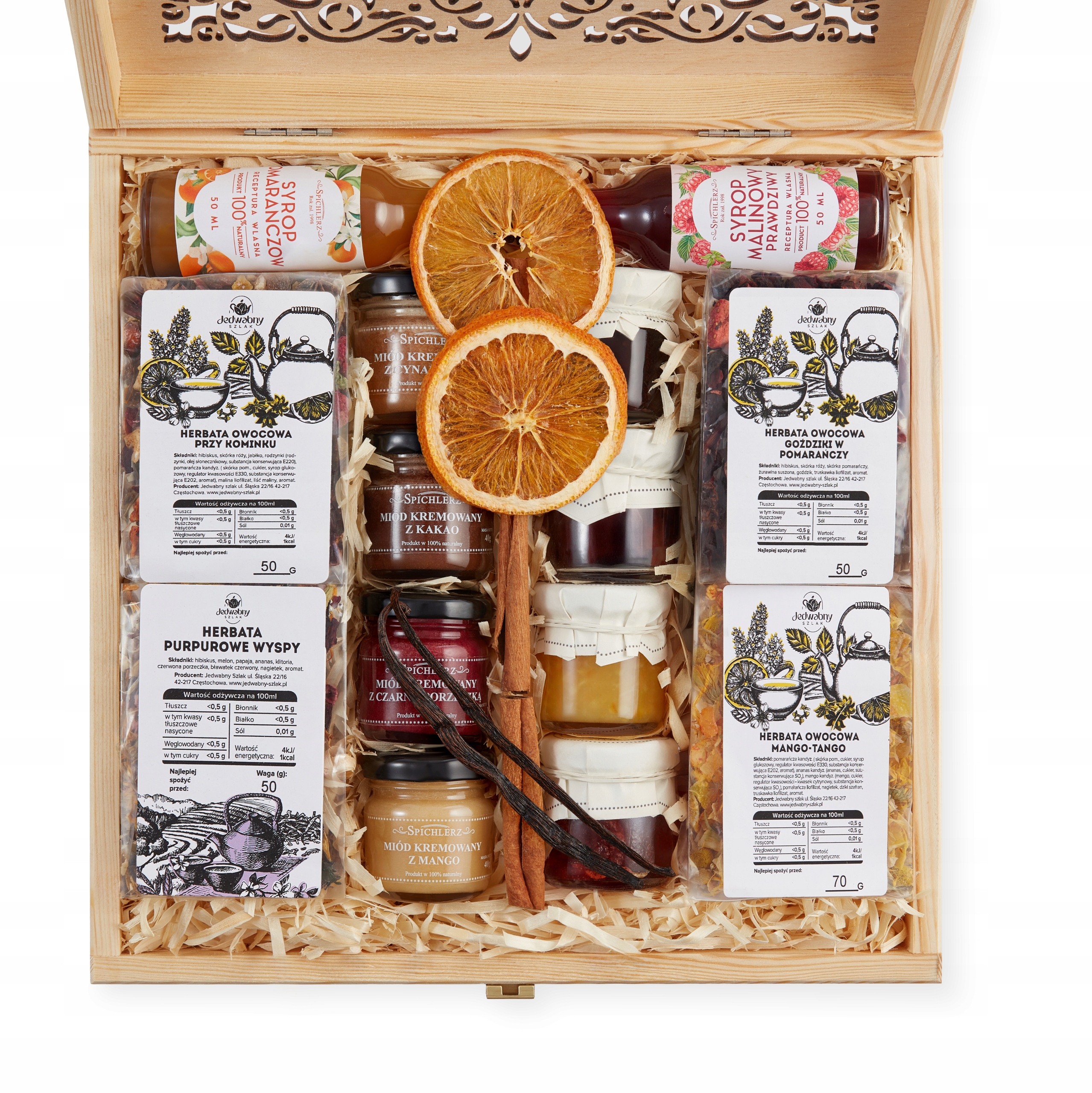 Zestaw prezentowy Premium skrzynka Grawer Herbaciany Zestaw extra