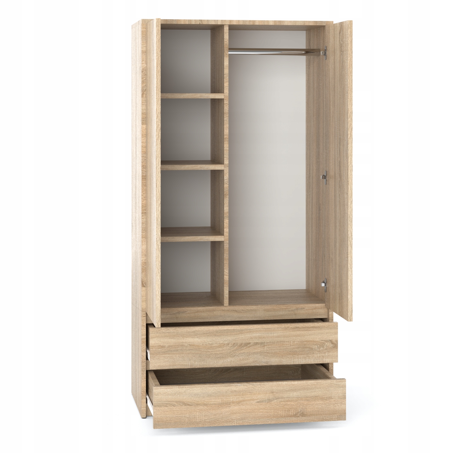 Szafa Garderoba Dąb Sonoma z 2 Szufladami 2 Drzwi Meble Do Salonu Sypialni Kolekcja hit