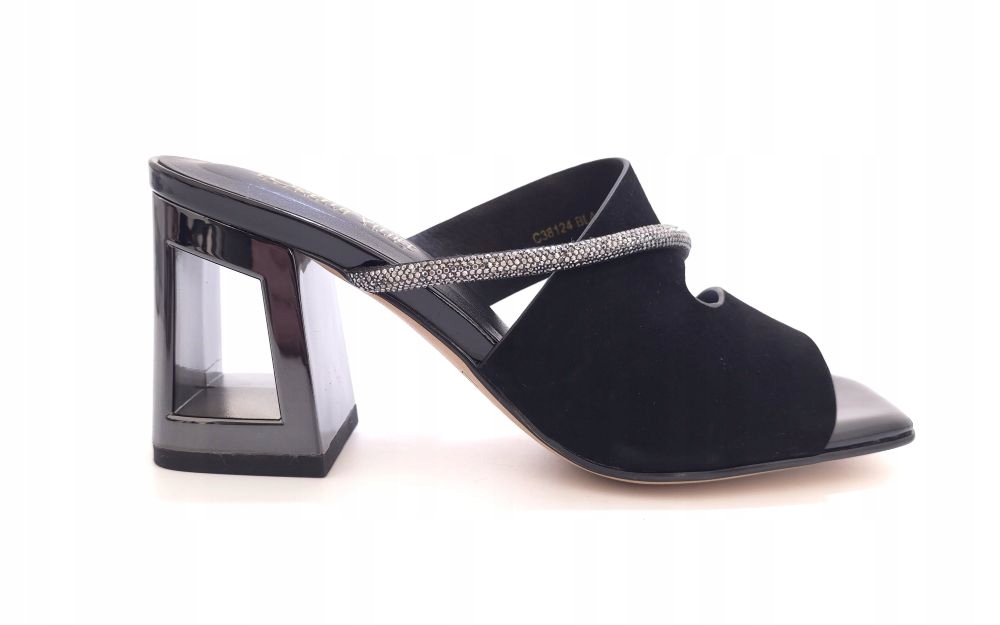 Elegantní černé kožené nazouváky na podpatku Loretta Vitale C38124 r36 r36