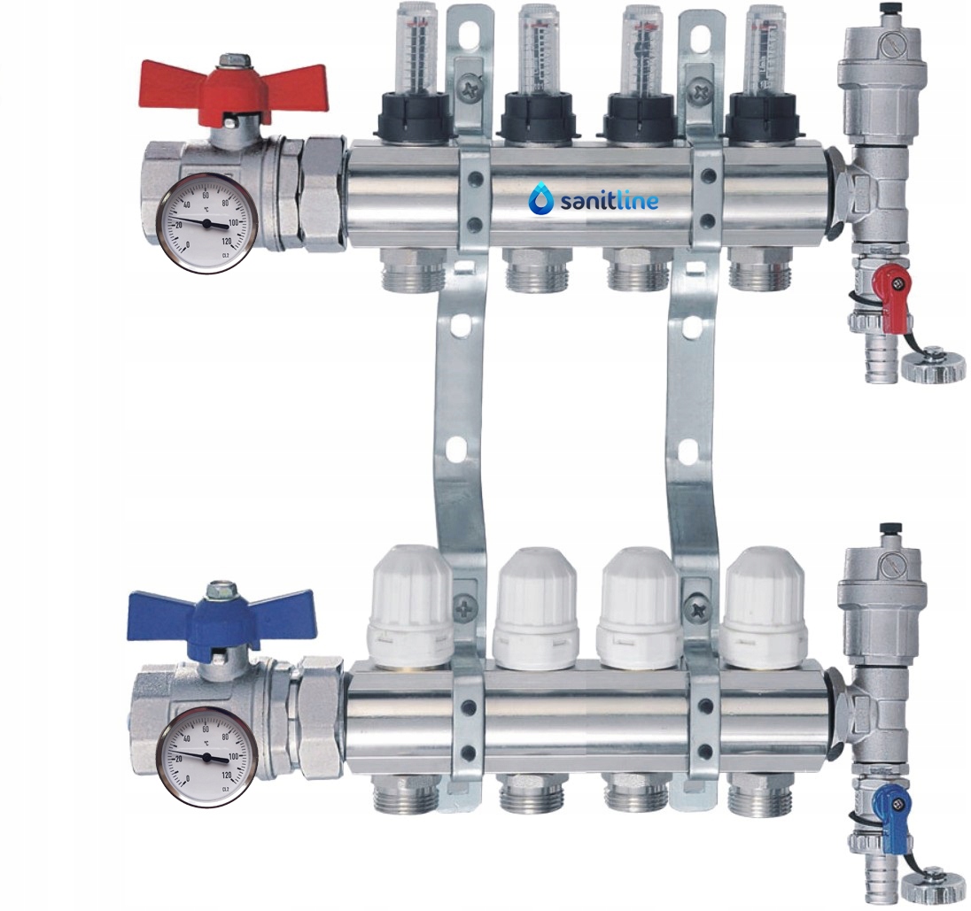 Rozdělovač Tepla 4 Sekce Podlahového Vytápění Pro Podlahovou Krytinu