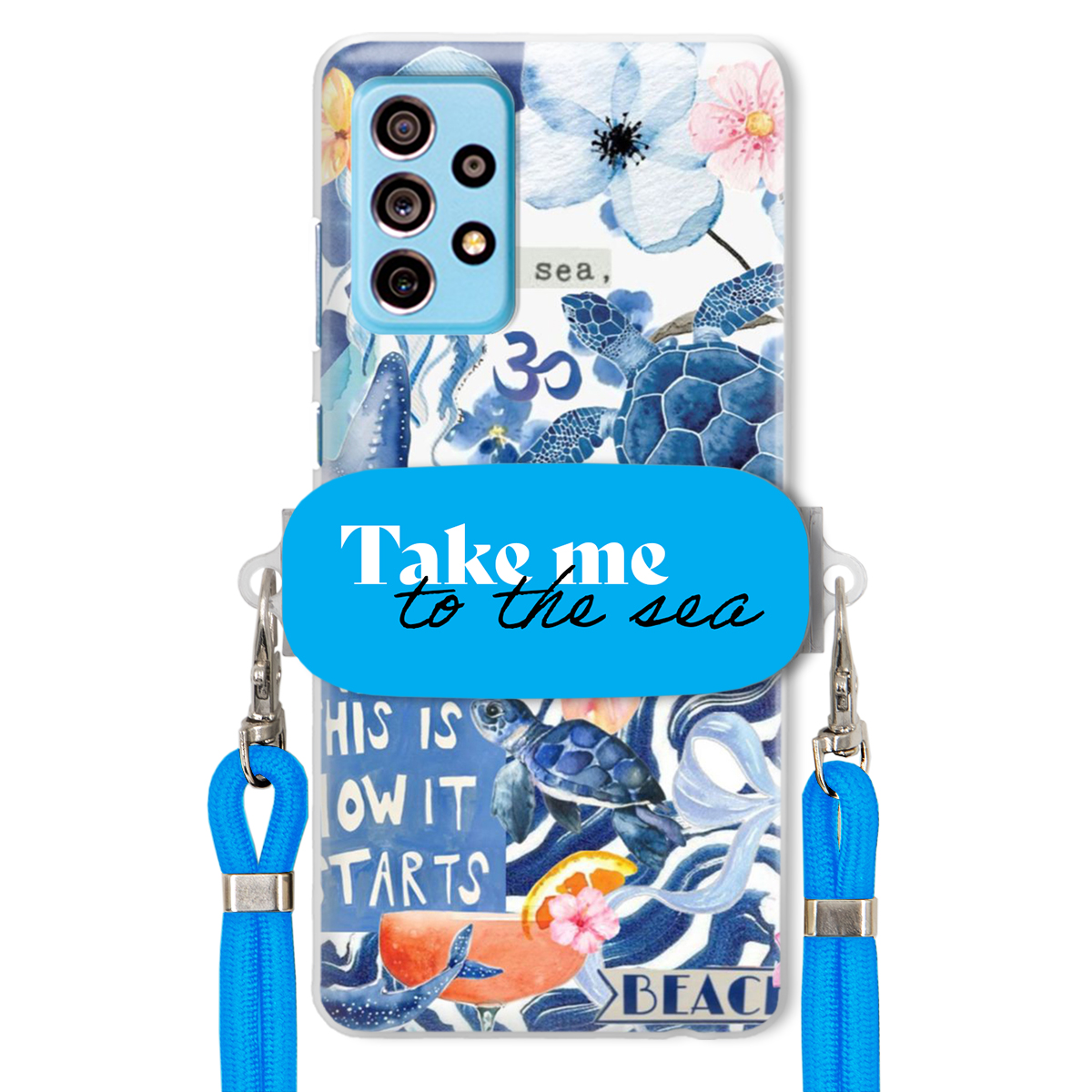 Puzdro pre Samsung A73 5G Premium Vodítko Modrá Držiak Take Me To The Sea