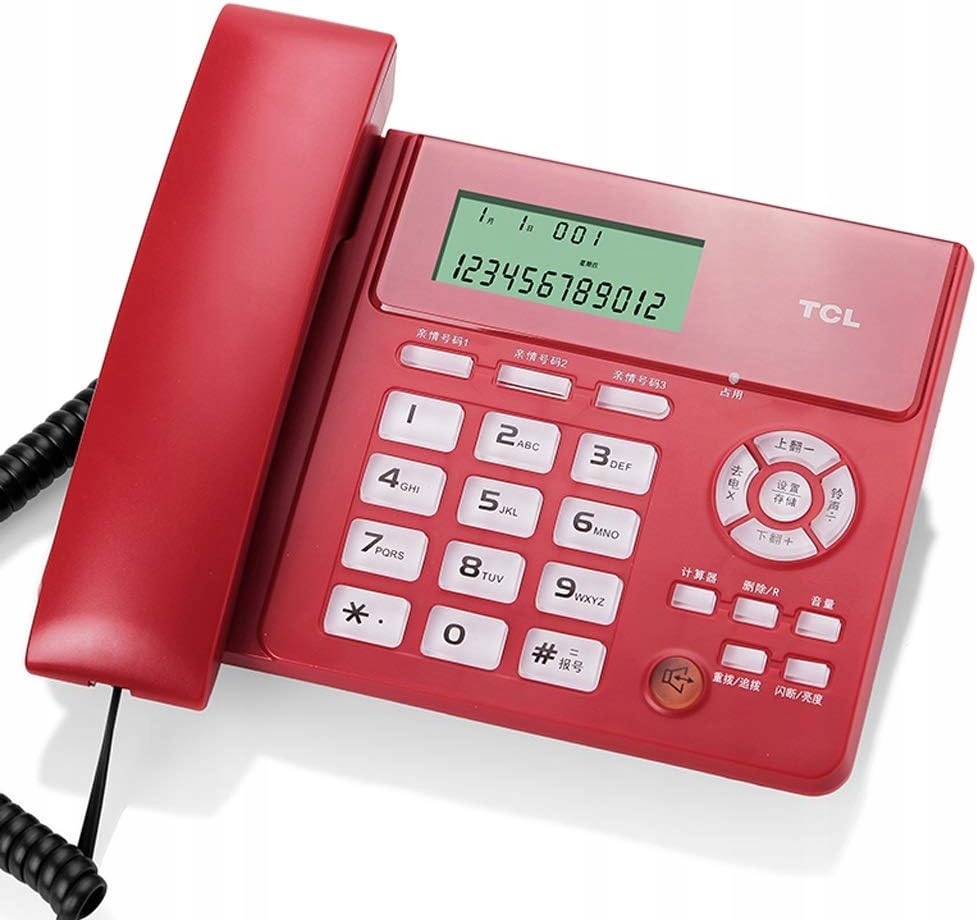 Przewodowa stacjonarna kalkulator/budzik funkcje