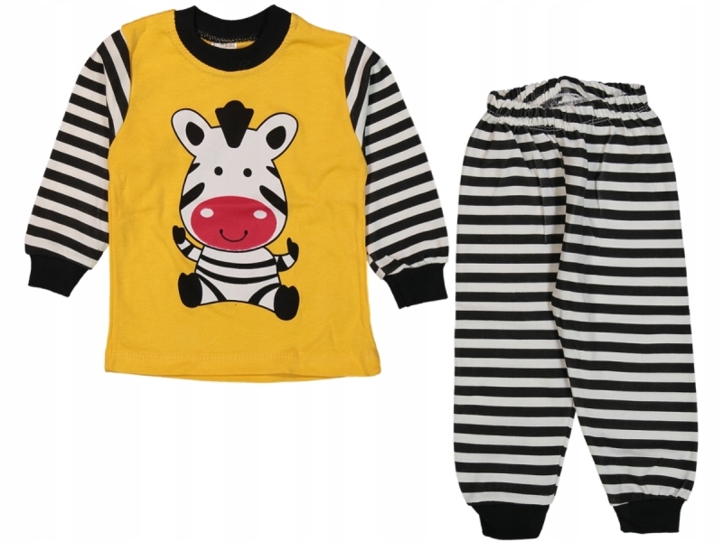 PIŻAMA piżamka KOMPLET żółta ZEBRA - ROZ. 86