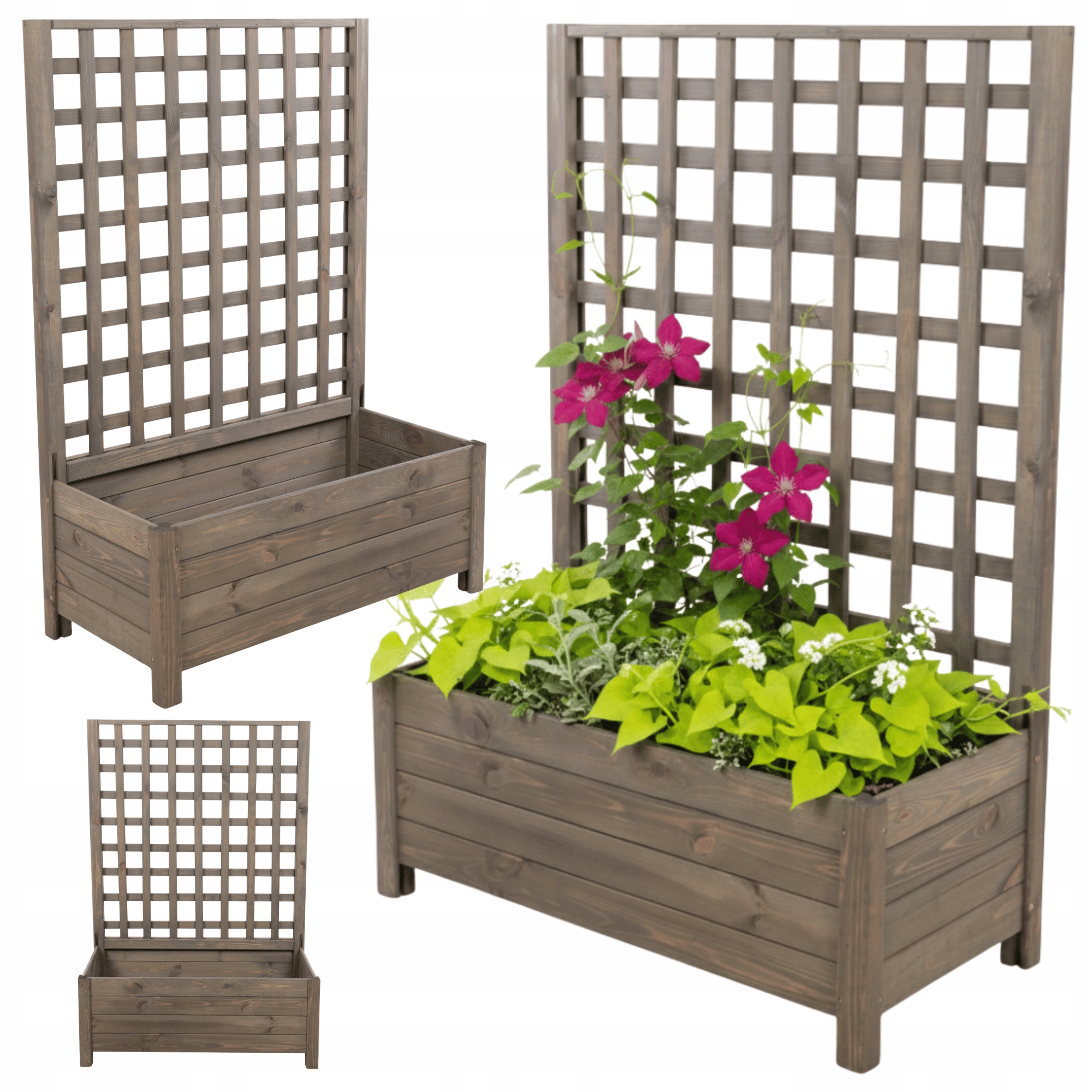 Drevená záhradná pergola, kvetináč, krabička na kvety 116x80x40, Eko