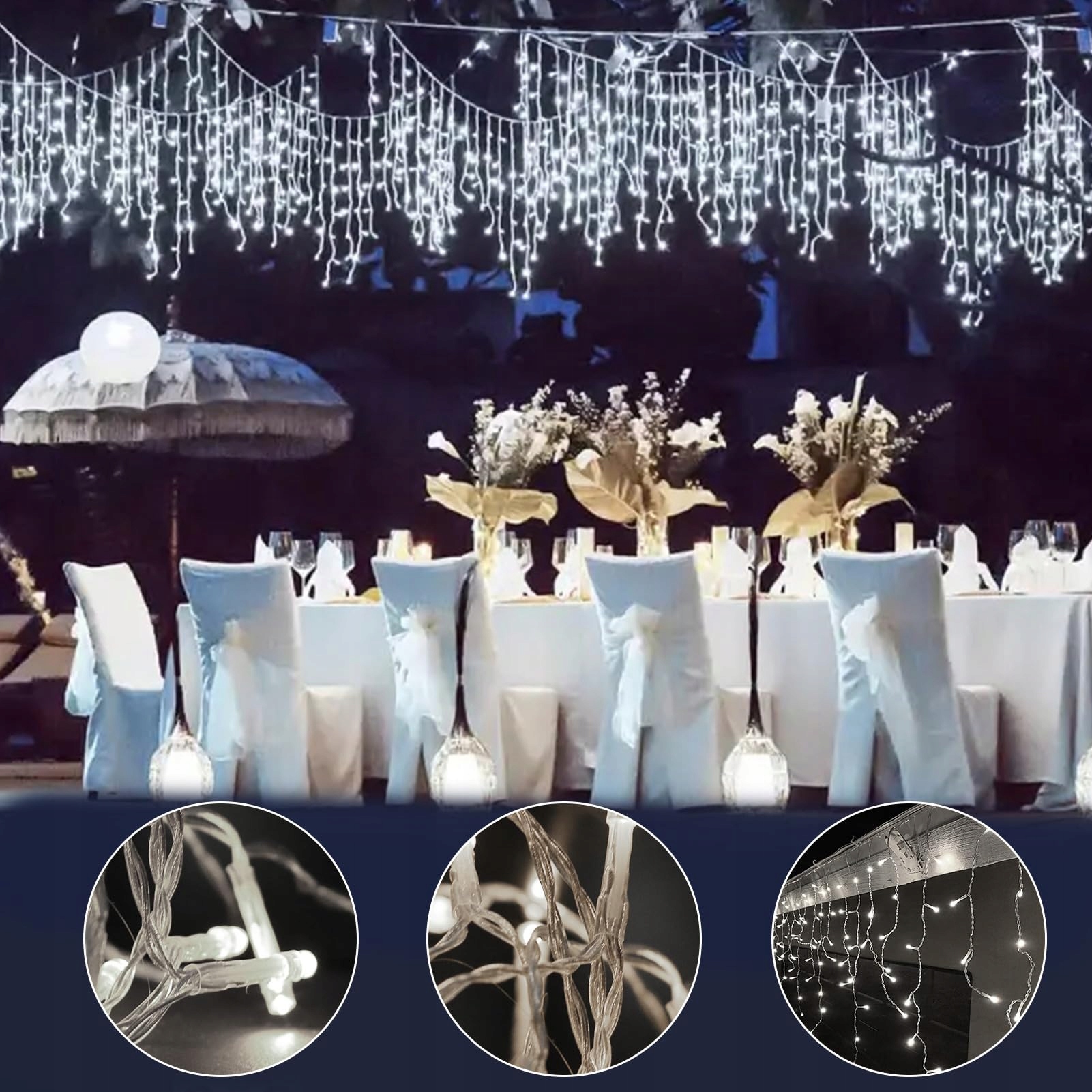 WOWDSGN Girlanda Kurtyna Świetlna Światełka Ozdobne Lampki 15M 660 LED — miniatura 6