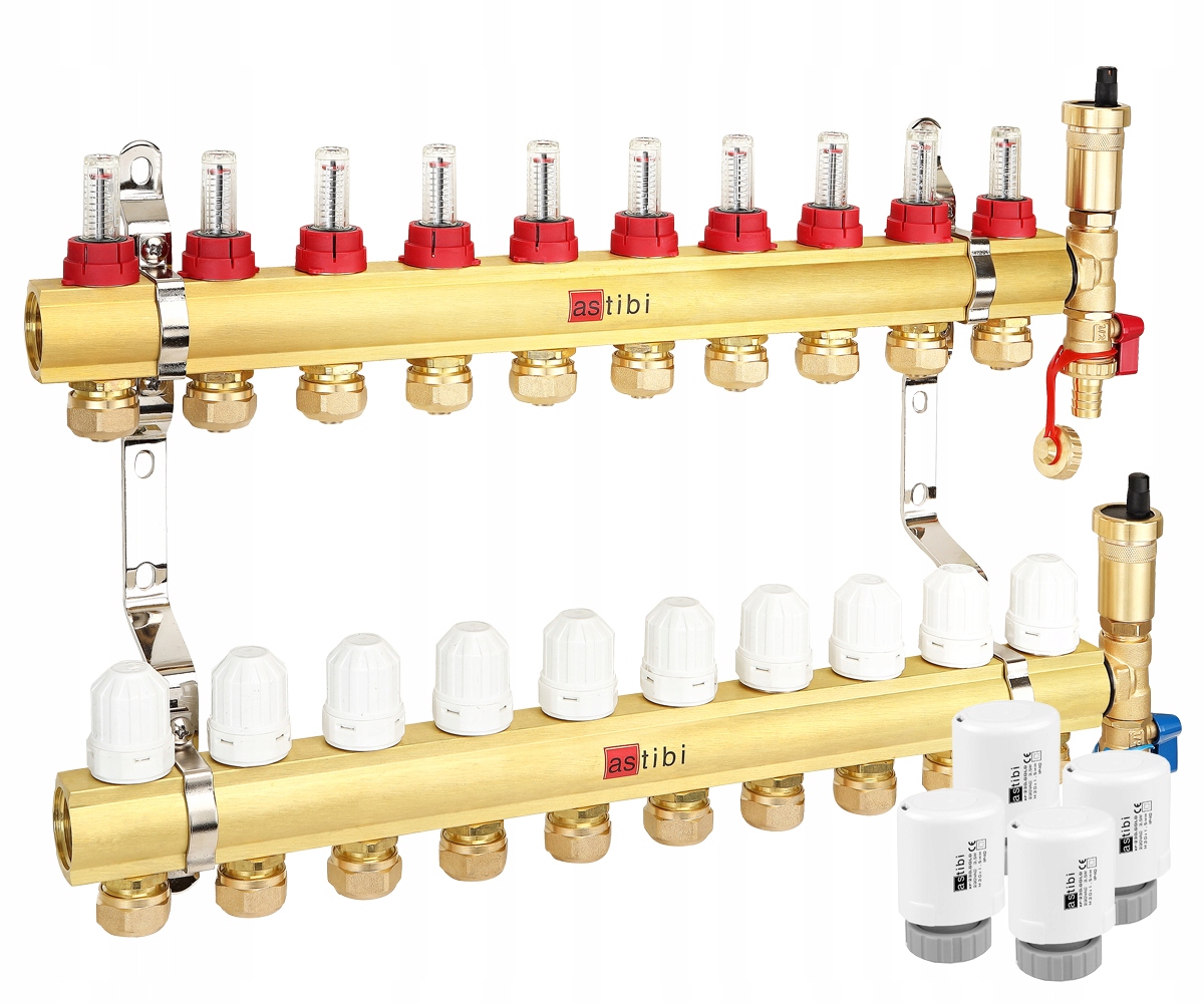 ROZDZIELACZ10 OGRZEWANIA PODŁOGOWEGO + SIŁOWNIKI 13066346870 - Allegro.pl