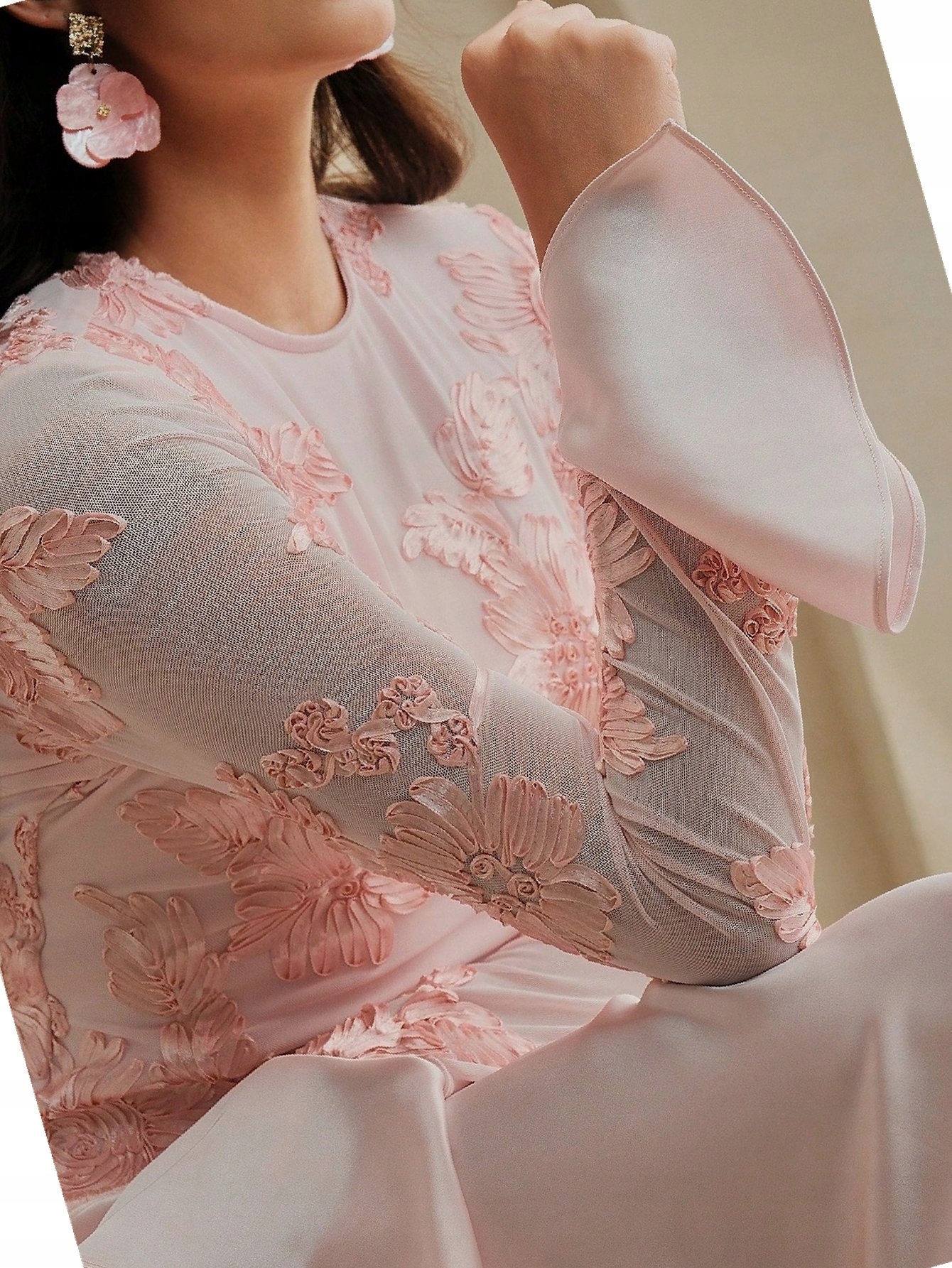 Šaty Koktejlová Rozšířená Premium Dlouhá Saténová Růžová Anewsta...