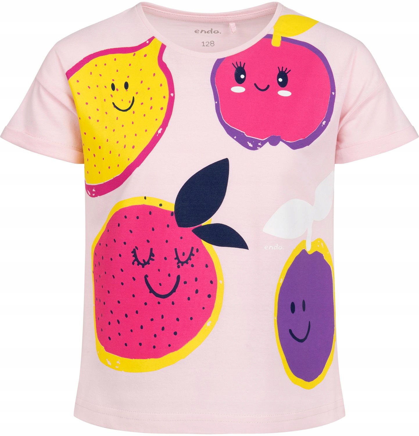 Bluzka T-shirt dla dziewczynki Bawełna 146 różowy Owoce Cytrusy Endo
