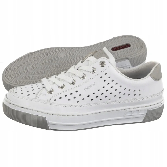 Dámské polobotky Tenisky Rieker Bílé Ažurové L8849-80 Bílé