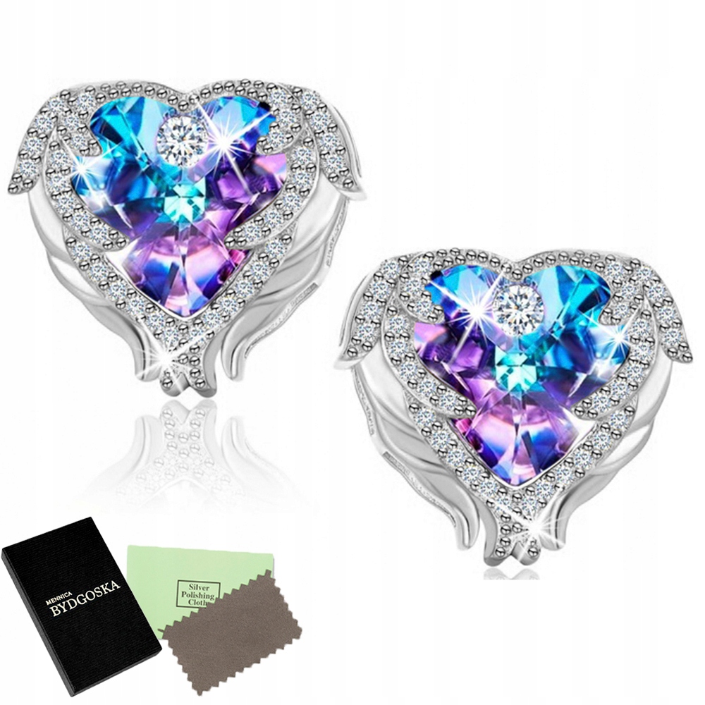 

Kolczyki Srebrne Swarovski Serce Anioła Wkrętki