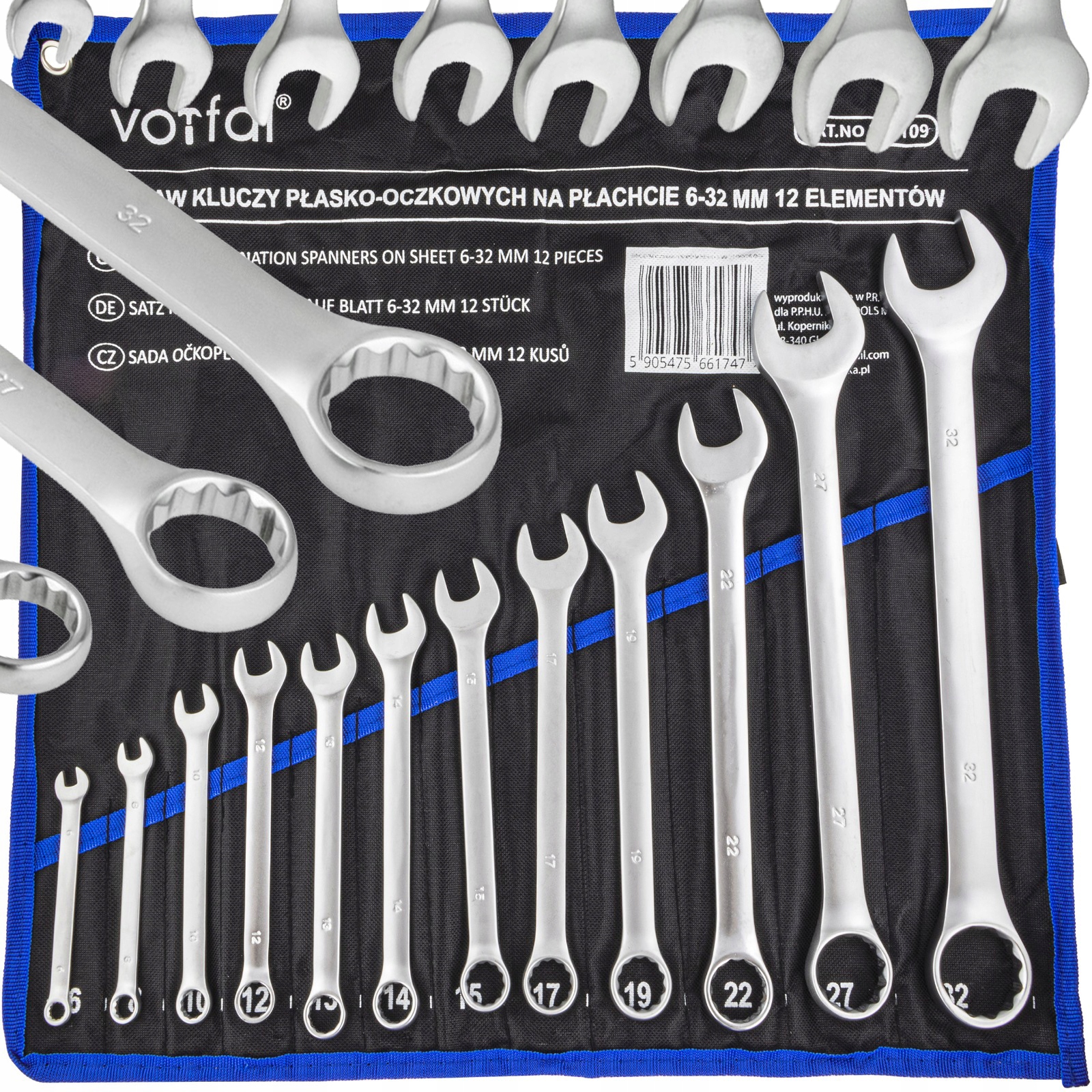 Klucze Płasko Oczkowe Zestaw Kluczy Płasko Oczkowych 6-32mm Płachta 12 El