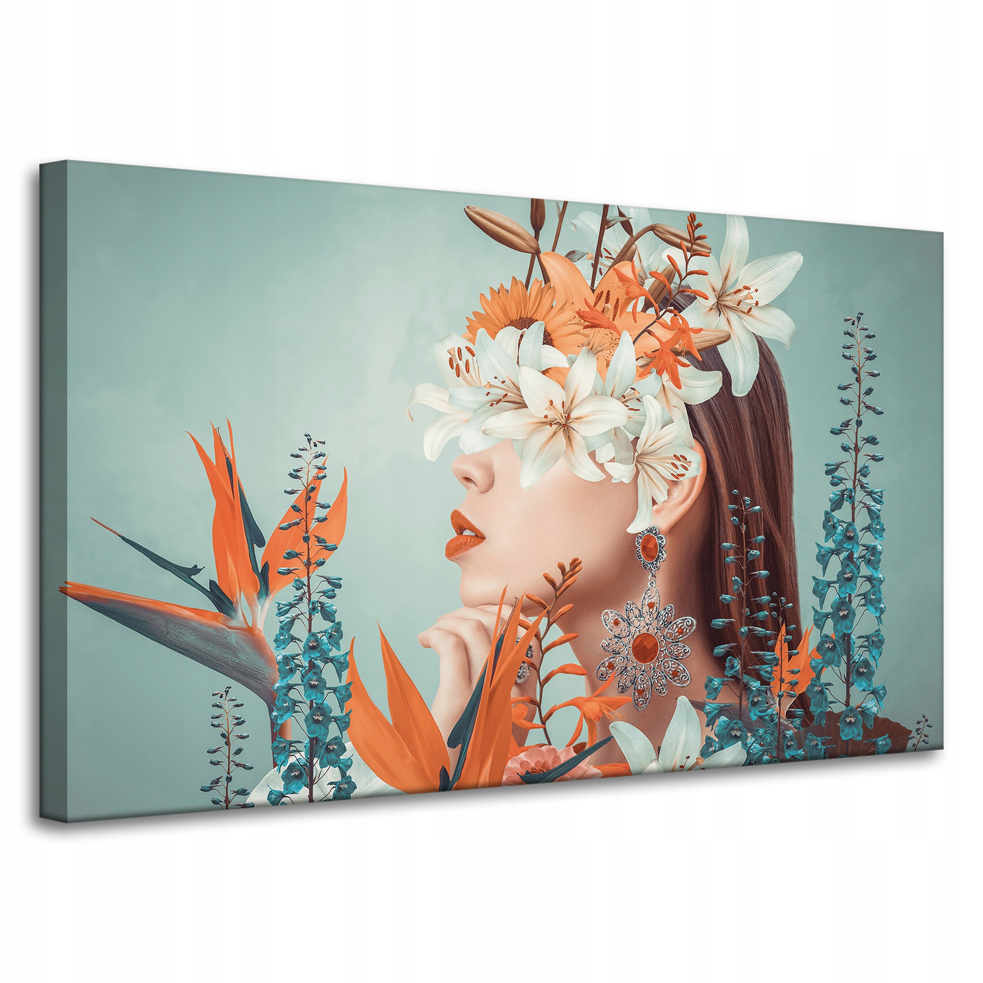 Obraz na plátně Žena Květiny Listy Příroda 100x60 cm