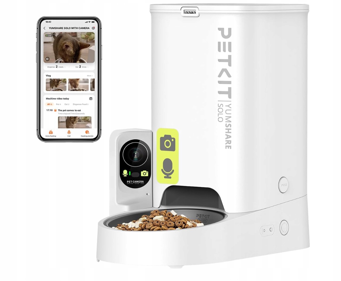 Levně Dávkovač krmiva smart pro kočky psa Kamera Mikrofon 3L Ai App Petkit