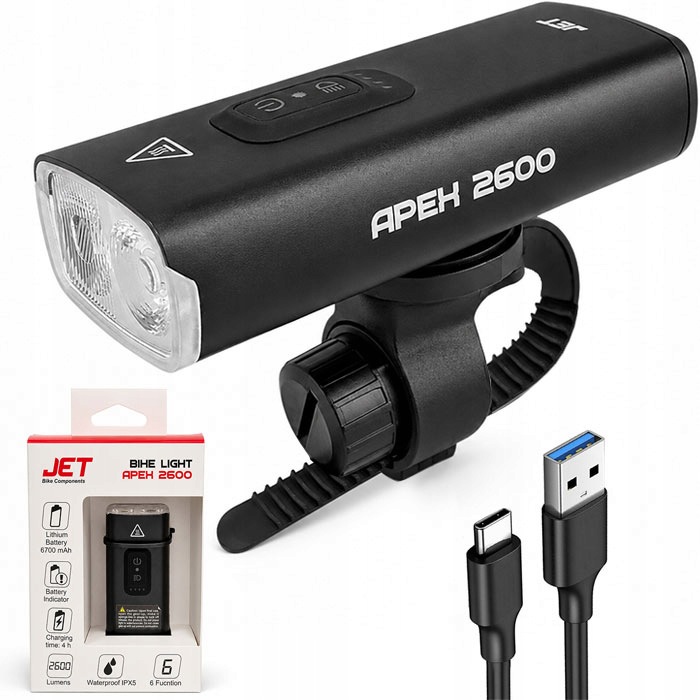 Přední lampa Jet APEX2600 2600 lm Usb-c, senzor intenzity světla 6700 mAh
